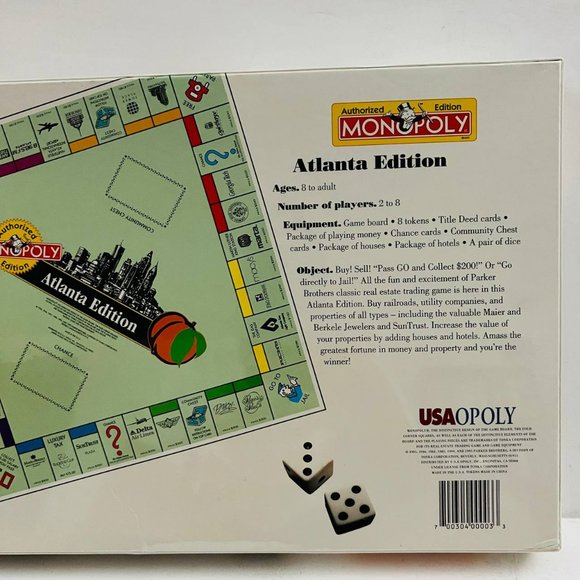 Vintage Monopoly Atlanta Edition 1995 Real Estate Trading Game Hasbro New Sealed - Picture 4 of 7
